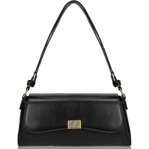 Vintage Small Black Shoulder Bag for Women Zipper Closure and Classic Design - Picture 1 of 7